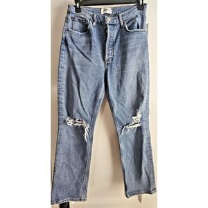 AGOLDE women's 27 organic cotton blend distressed jeans button fly
